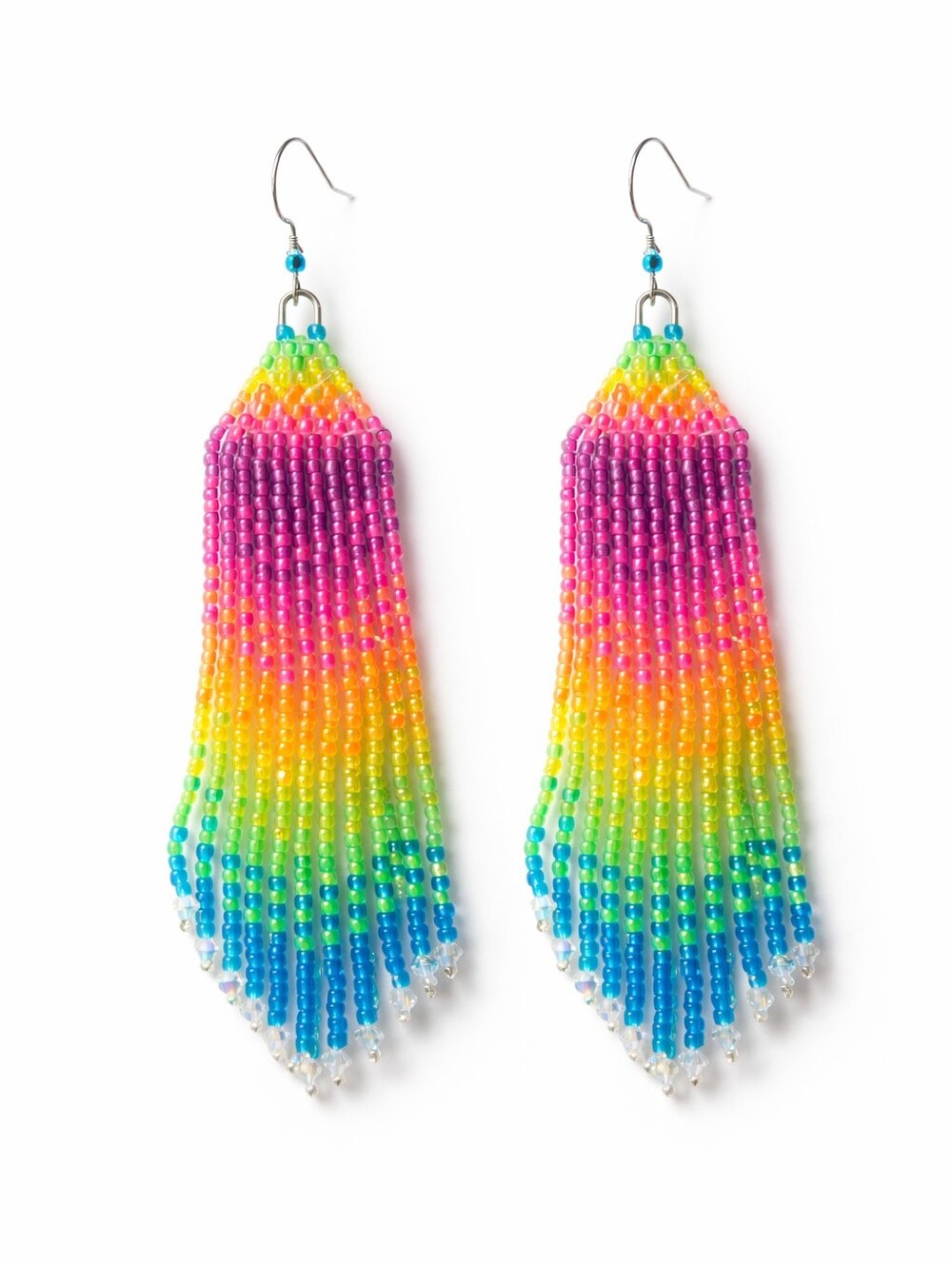 Handmade Neon Fringe Beaded Earrings